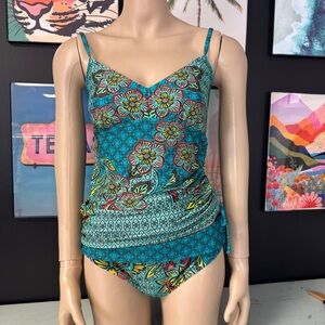 Prana Teal and Multicolor Floral Bikini